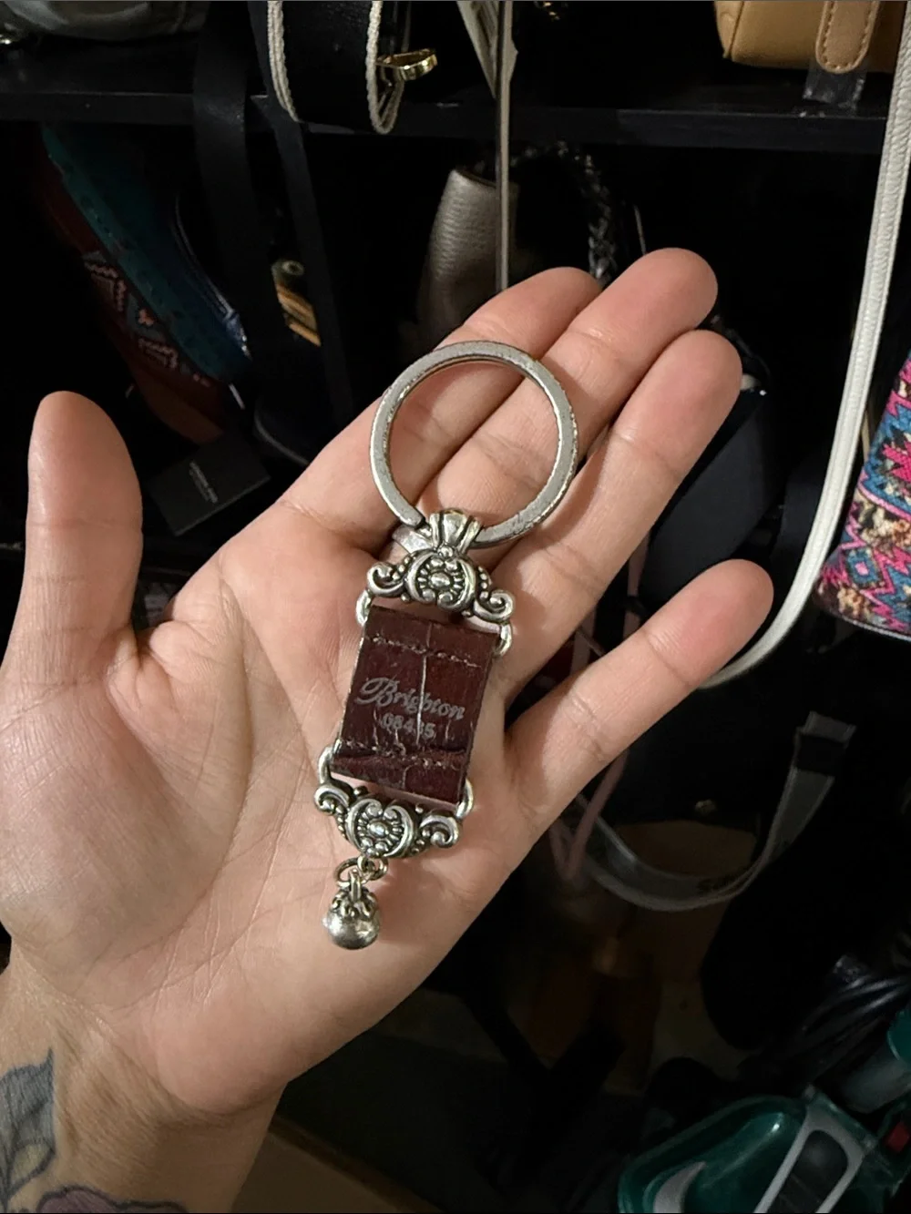 Brighton Leather and Silver-Tone Keychain